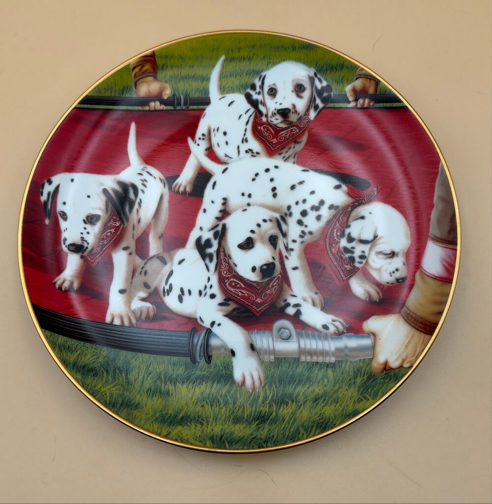 Danbury Mint Fire Capers Marty Roper 1992 Dalmatian Plates Set of 7